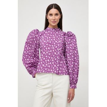 Custommade camasa din bumbac femei, culoarea violet, regular