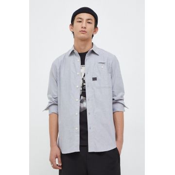 G-Star Raw camasa din bumbac barbati, culoarea gri, cu guler clasic, slim