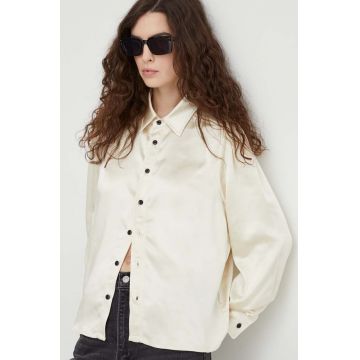 G-Star Raw camasa femei, culoarea bej, cu guler clasic, relaxed
