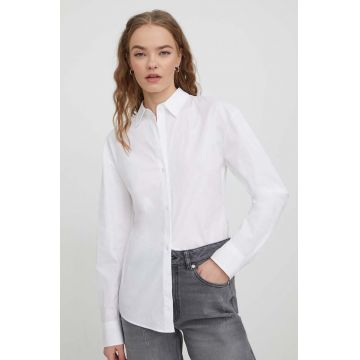HUGO cămașă femei, culoarea alb, cu guler clasic, regular 50508203