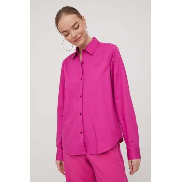 HUGO camasa femei, culoarea roz, cu guler clasic, regular