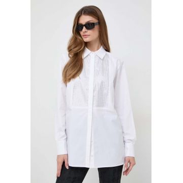 Karl Lagerfeld camasa din bumbac femei, culoarea alb, cu guler clasic, relaxed
