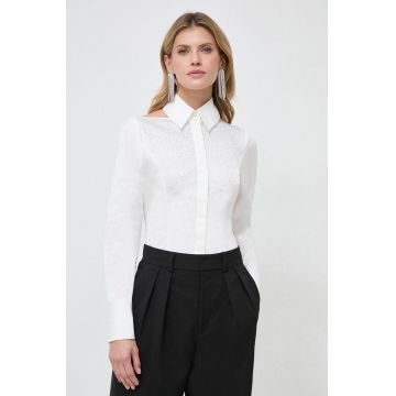 Karl Lagerfeld camasa femei, culoarea alb, cu guler clasic, regular