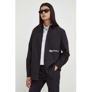Karl Lagerfeld Jeans camasa din bumbac barbati, culoarea negru, cu guler clasic, regular