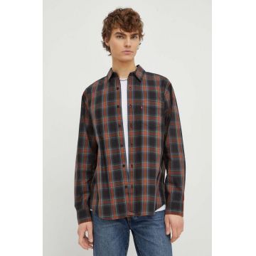 Levi's camasa din bumbac barbati, culoarea negru, cu guler clasic, regular