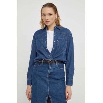 Levi's camasa jeans femei, cu guler clasic, regular