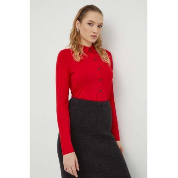 Marc O'Polo camasa femei, culoarea rosu, cu guler clasic, slim