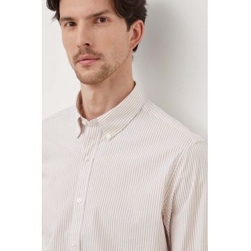 Michael Kors camasa barbati, culoarea bej, cu guler button-down, slim Michael Kors camasa barbati, culoarea bej, cu guler button-down, slim