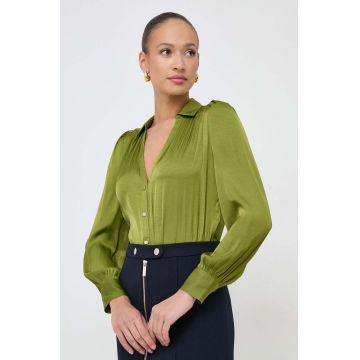 Morgan camasa femei, culoarea verde, cu guler clasic, regular