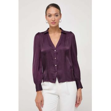 Morgan camasa femei, culoarea violet, cu guler clasic, regular