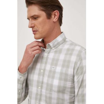 Pepe Jeans camasa din bumbac barbati, culoarea verde, cu guler clasic, slim