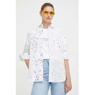 PS Paul Smith camasa din bumbac femei, culoarea alb, cu guler clasic, regular