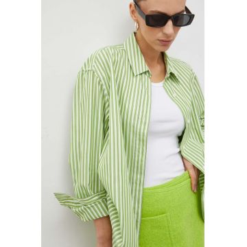 Samsoe Samsoe camasa din bumbac femei, culoarea verde, cu guler clasic, relaxed