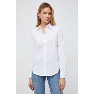 Silvian Heach camasa din bumbac femei, culoarea alb, cu guler clasic, regular