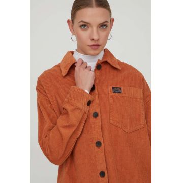 Superdry camasa din velur culoarea portocaliu, cu guler clasic, relaxed