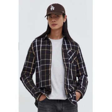 Tommy Jeans camasa din bumbac barbati, culoarea negru, cu guler clasic, regular