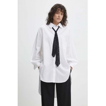 Answear Lab camasa din bumbac femei, culoarea alb, cu guler clasic, relaxed