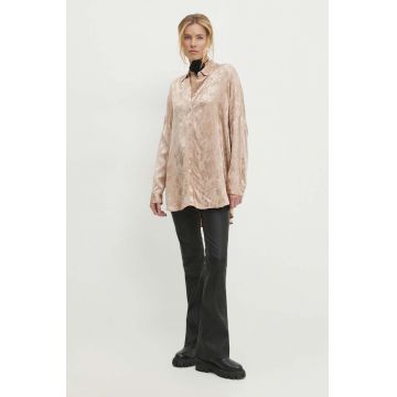 Answear Lab camasa femei, culoarea bej, cu guler clasic, relaxed