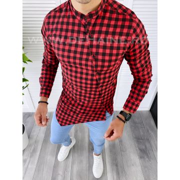 Camasa barbati asimetrica in carouri slim fit B2129 O5-3.1 Camasa barbati asimetrica in carouri slim fit B2129 O5-3.1