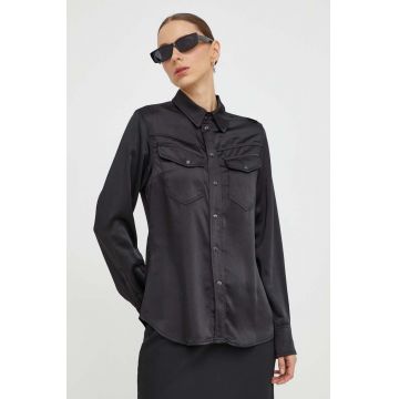 G-Star Raw camasa femei, culoarea negru, cu guler clasic, slim