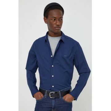 Levi's camasa barbati, culoarea albastru marin, cu guler clasic, slim