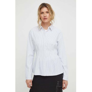 Résumé camasa femei, culoarea alb, cu guler clasic, slim