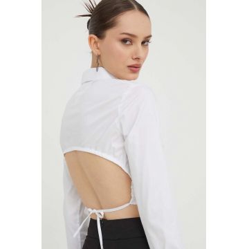 Tommy Jeans cămașă femei, culoarea alb, cu guler clasic, regular DW0DW17344