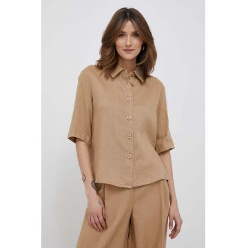 United Colors of Benetton camasa de in culoarea bej, cu guler clasic, relaxed