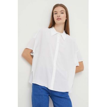 United Colors of Benetton camasa femei, culoarea alb, cu guler clasic, relaxed