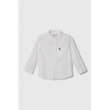 Abercrombie & Fitch camasa de bumbac pentru copii culoarea alb