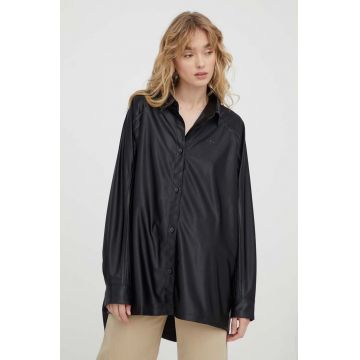 adidas Originals cămașă femei, culoarea negru, cu guler clasic, relaxed IT9414