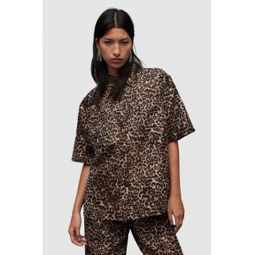 AllSaints camasa Jemi Leppo femei, culoarea negru, cu guler clasic, relaxed