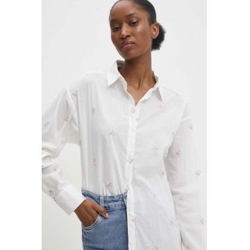 Answear Lab camasa din bumbac femei, culoarea alb, cu guler clasic, regular