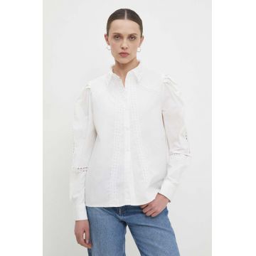 Answear Lab camasa din bumbac femei, culoarea alb, cu guler clasic, regular