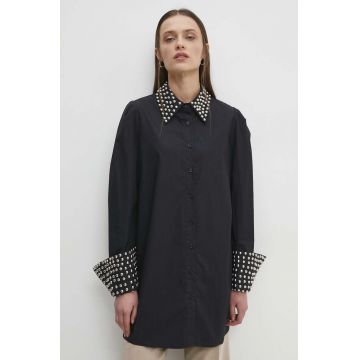 Answear Lab camasa din bumbac femei, culoarea negru, cu guler clasic, regular