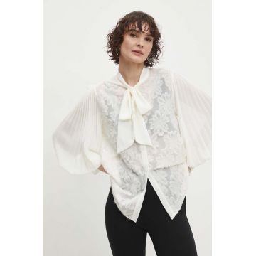 Answear Lab camasa femei, culoarea alb, cu un decolteu legat, regular