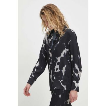 Answear Lab camasa femei, culoarea albastru marin, cu guler clasic, regular