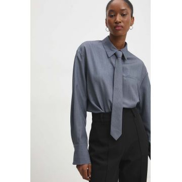 Answear Lab camasa femei, culoarea gri, cu guler clasic, relaxed