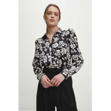 Answear Lab camasa femei, culoarea negru, cu guler clasic, regular
