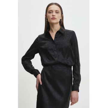 Answear Lab camasa femei, culoarea negru, cu guler clasic, regular