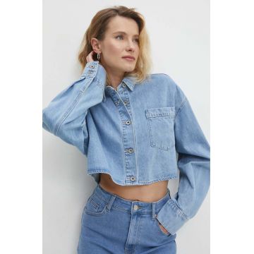 Answear Lab camasa jeans femei, cu guler clasic, relaxed