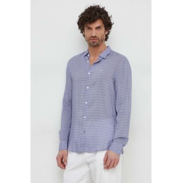 Armani Exchange camasa barbati, culoarea violet, cu guler clasic, regular