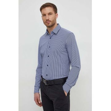 BOSS cămașă bărbați, culoarea bleumarin, cu guler clasic, slim 50508738