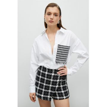 Camasa cu detalii houndstooth din tuid