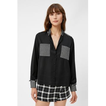Camasa cu detalii houndstooth din tuid