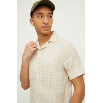 Hollister Co. camasa din bumbac barbati, culoarea bej, regular