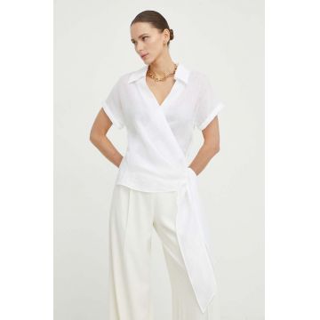 Luisa Spagnoli camasa femei, culoarea alb, cu guler clasic, relaxed