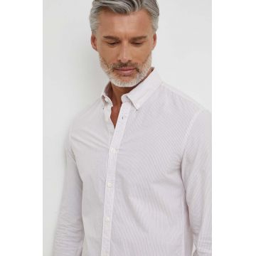 Pepe Jeans camasa din bumbac barbati, culoarea alb, cu guler button-down, regular
