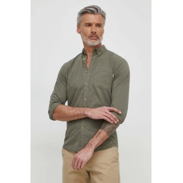 Pepe Jeans camasa din bumbac Prince barbati, culoarea verde, cu guler button-down, regular