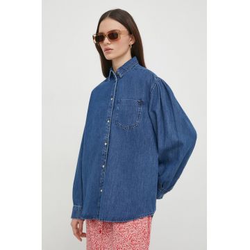 Pepe Jeans camasa jeans femei, cu guler clasic, regular